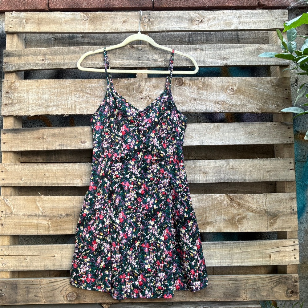 Band of Gypsies Floral Lace-Up Back Mini Dress